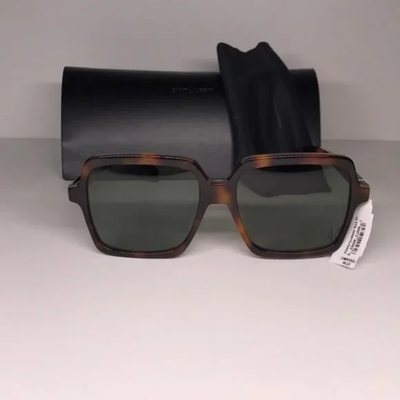 New Authentic Tortoise Square Sunglasses with Black Case SL 174 002 - Picture 5 of 11